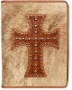 3D Belt Company BI143 Tan Bible Cover with Cross and Studs Overlay